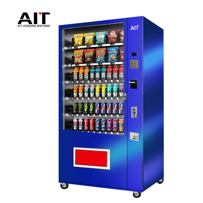 Metal button 6-row 60-channel beverage and snack vending machine