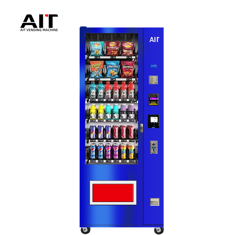 Metal button 6-row 36-channel beverage and snack vending machine