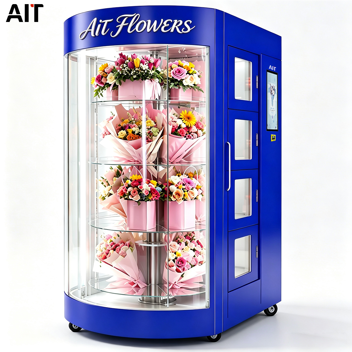 Half-circle rotating 24 bunches of flowers vending machine