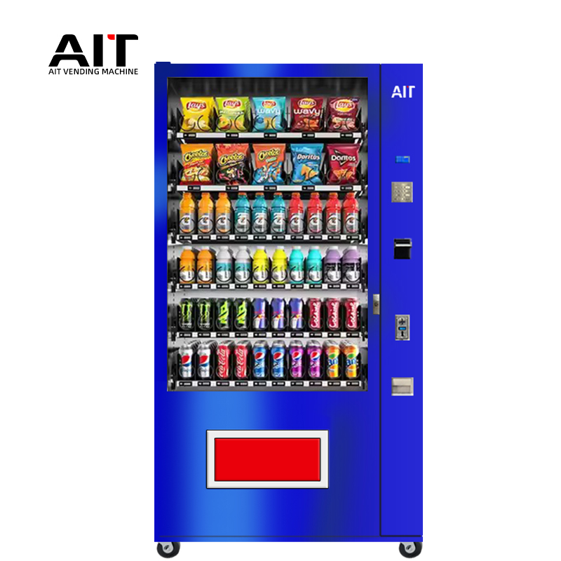 Metal button 6-row 60-channel beverage and snack vending machine